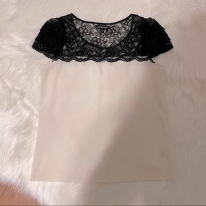 Express Black and White Lace Top Medium